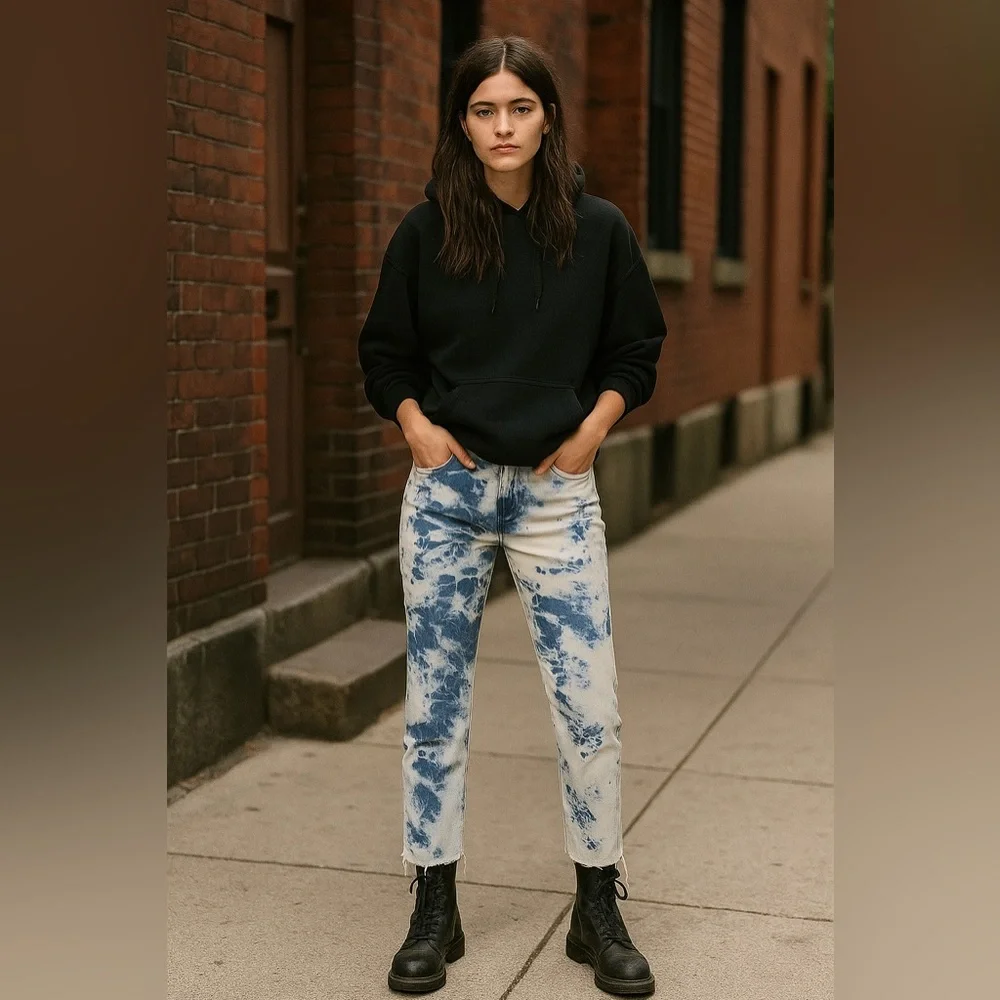 Levi's Tie Dye 721 High Rise SKinny Ankle Raw Hem‎ sz 33